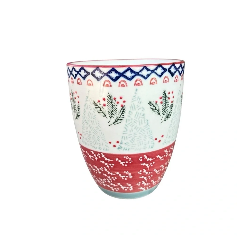 West Elm Scandi Forest Hand-Painted Stoneware Holiday Coffee Mug Replacement
